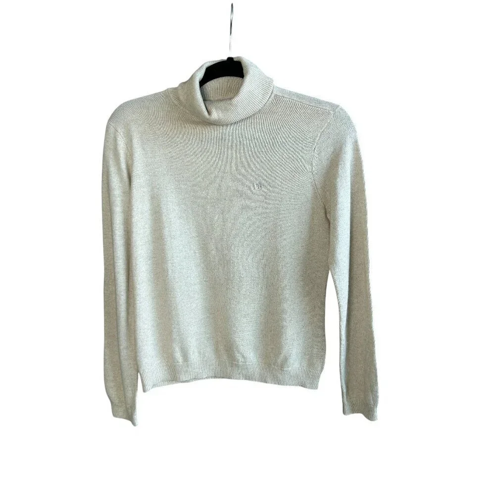 Lauren Ralph Lauren Tan Silk Cashmere Blend Turtleneck Sweater Size Small